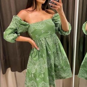 Zara boho green midi / knee length summer dress